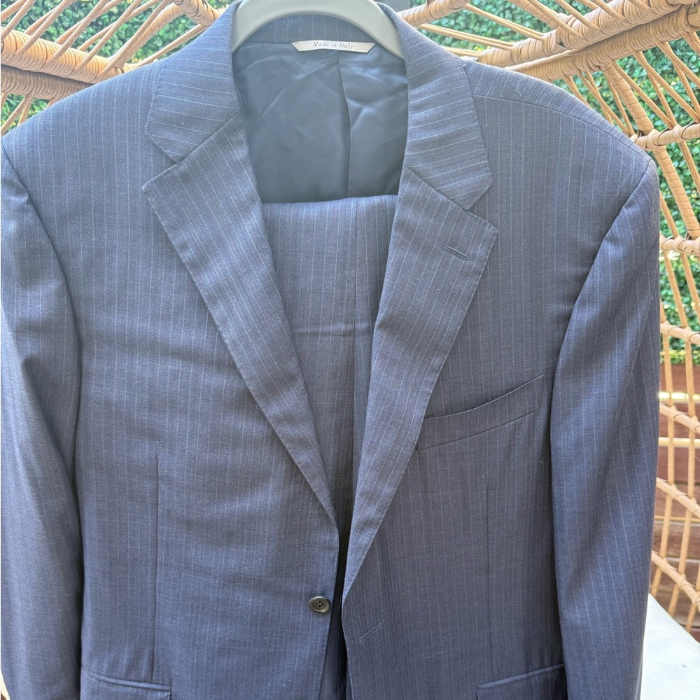 Like New Canali navy and grey pinstripe suit.